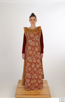  Photos Woman in Historical Dress 36 15th century Historical clothing a poses brown dress whole body 0001.jpg